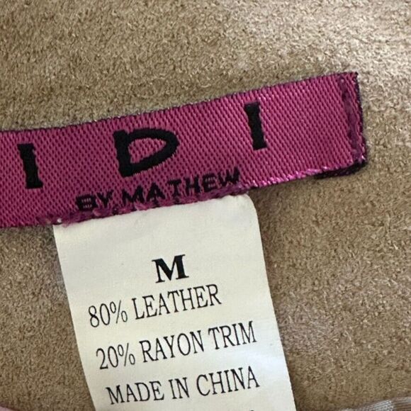 IDI Vintage Leather Suede Skirt‎ Women's M Tan Crochet Retro 70s 80s Hippie Boho - Picture 3 of 6